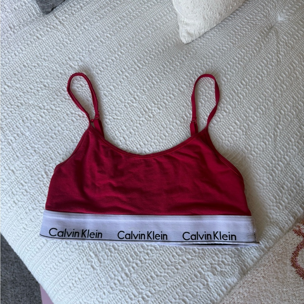 Calvin Klein Red Bralette with Logo Band